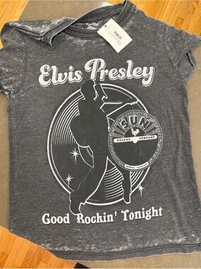 Recycled Karma Elvis Presley Graphic Tee - Charcoal/White